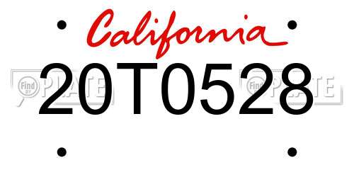 20T0528 California License Plate