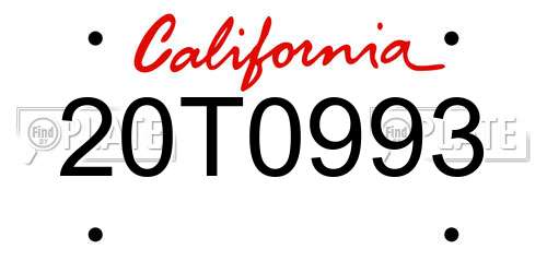 20T0993 California License Plate