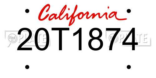 20T1874 California License Plate