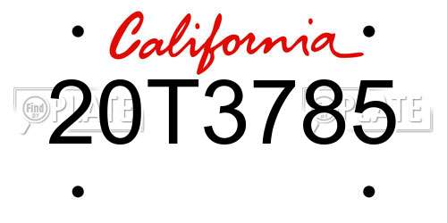 20T3785 California License Plate
