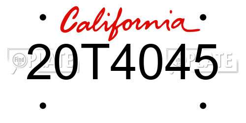 20T4045 California License Plate