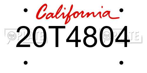 20T4804 California License Plate