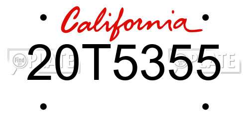 20T5355 California License Plate