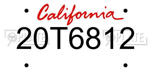 20T6812 California License Plate