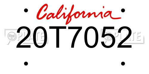 20T7052 California License Plate