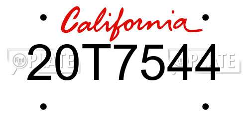 20T7544 California License Plate
