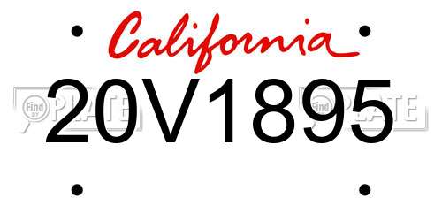 20V1895 California License Plate