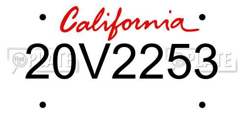 20V2253 California License Plate