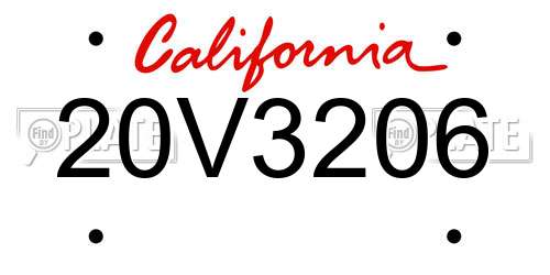 20V3206 California License Plate