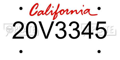 20V3345 California License Plate