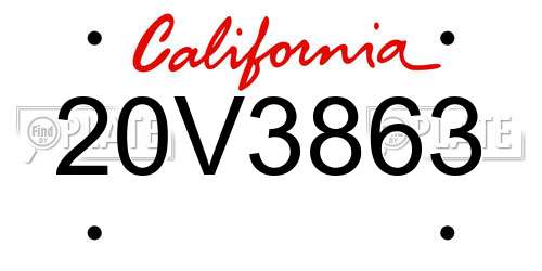 20V3863 California License Plate