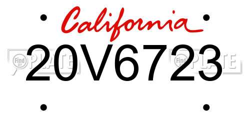 20V6723 California License Plate