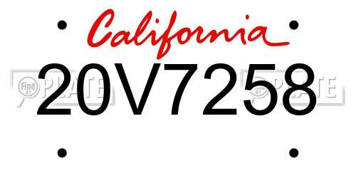 20V7258 California License Plate