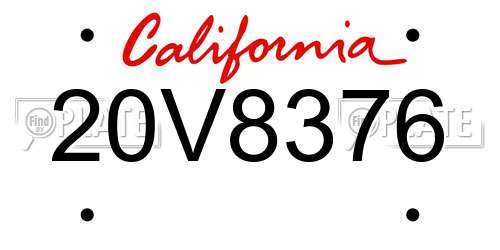 20V8376 California License Plate