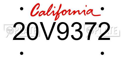 20V9372 California License Plate