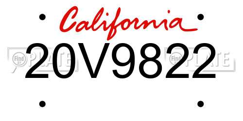 20V9822 California License Plate