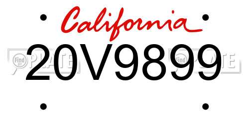 20V9899 California License Plate