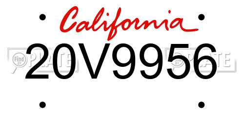 20V9956 California License Plate