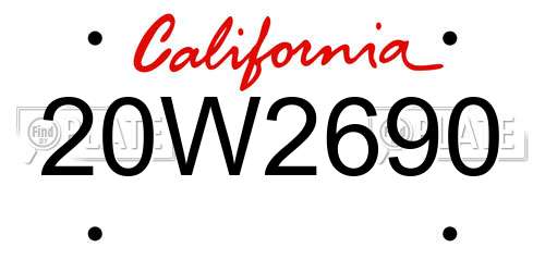 20W2690 California License Plate
