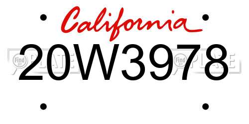 20W3978 California License Plate