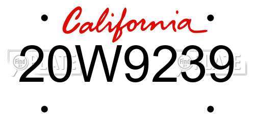 20W9239 California License Plate