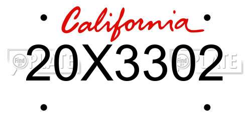 20X3302 California License Plate