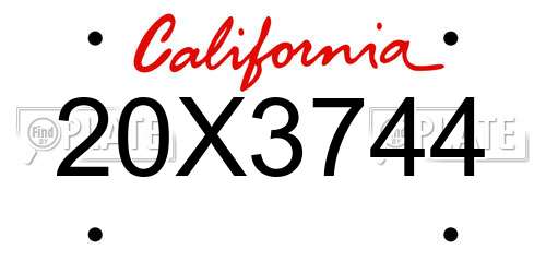 20X3744 California License Plate