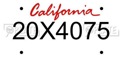 20X4075 California License Plate