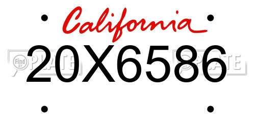20X6586 California License Plate