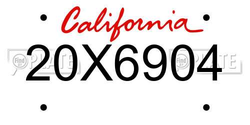 20X6904 California License Plate