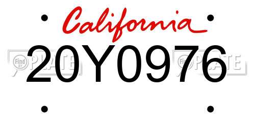 20Y0976 California License Plate