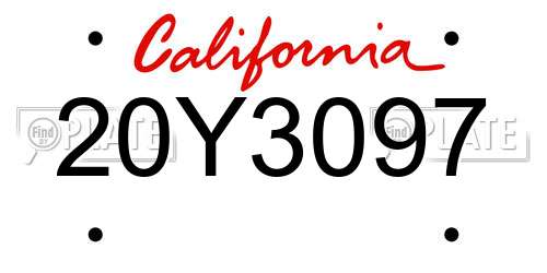 20Y3097 California License Plate