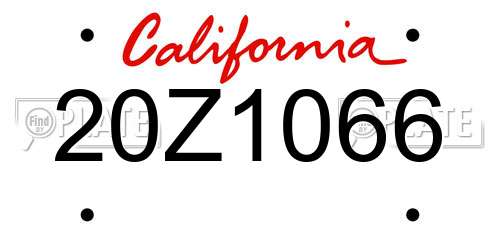 20Z1066 California License Plate