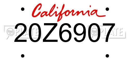 20Z6907 California License Plate