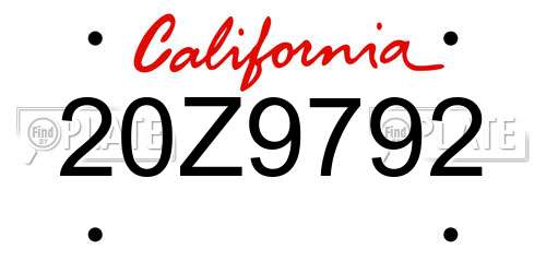 20Z9792 California License Plate