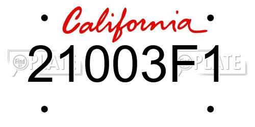 21003F1 California License Plate