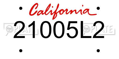 21005L2 California License Plate