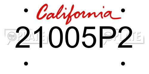 21005P2 California License Plate