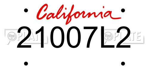 21007L2 California License Plate