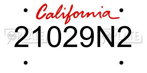 21029N2 California License Plate