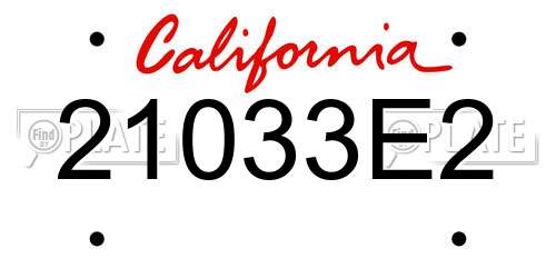 21033E2 California License Plate