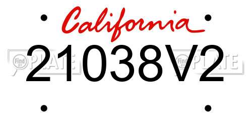 21038V2 California License Plate