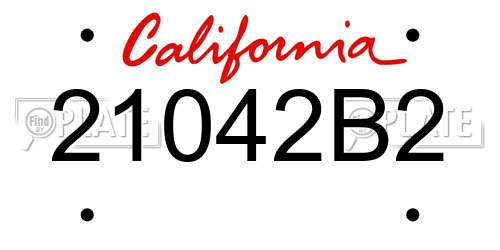 21042B2 California License Plate