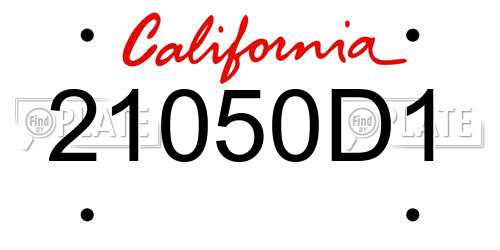 21050D1 California License Plate