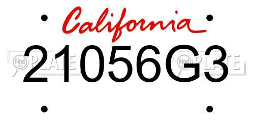 21056G3 California License Plate