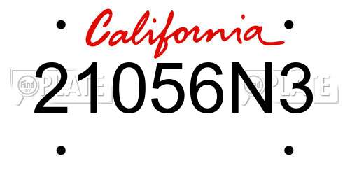 21056N3 California License Plate