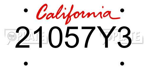 21057Y3 California License Plate