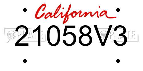 21058V3 California License Plate