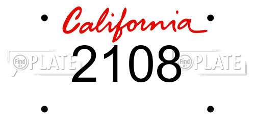2108 California License Plate
