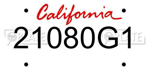 21080G1 California License Plate